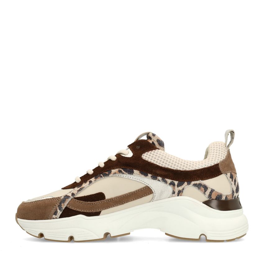 Beigefarbene Veloursleder-Sneaker