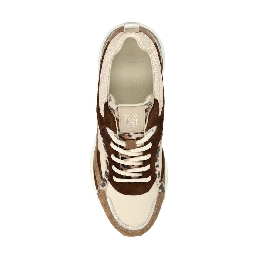 Beigefarbene Veloursleder-Sneaker