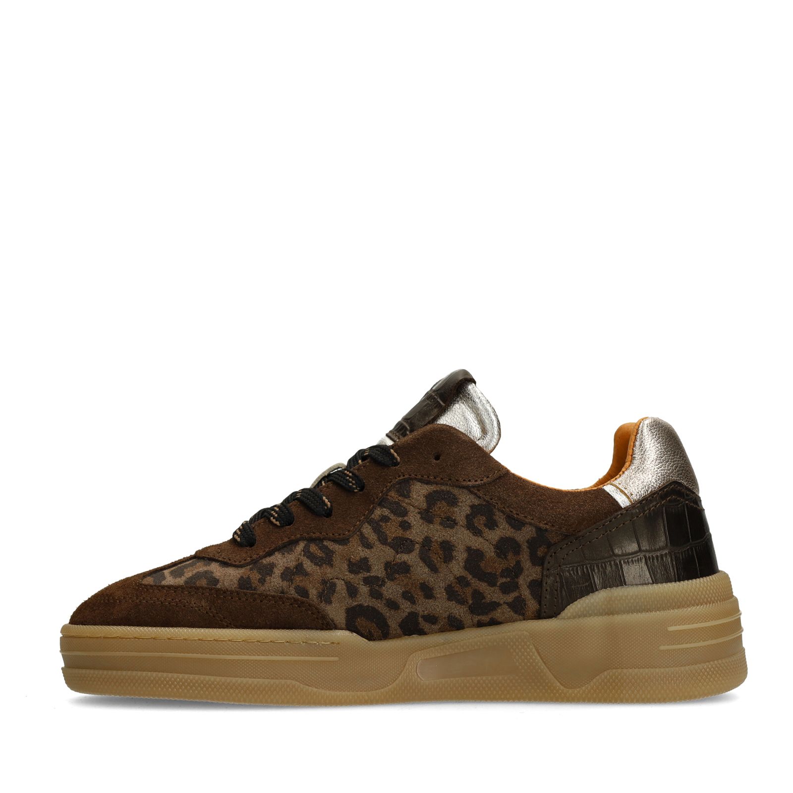 Veloursleder-Sneaker mit Leoprint