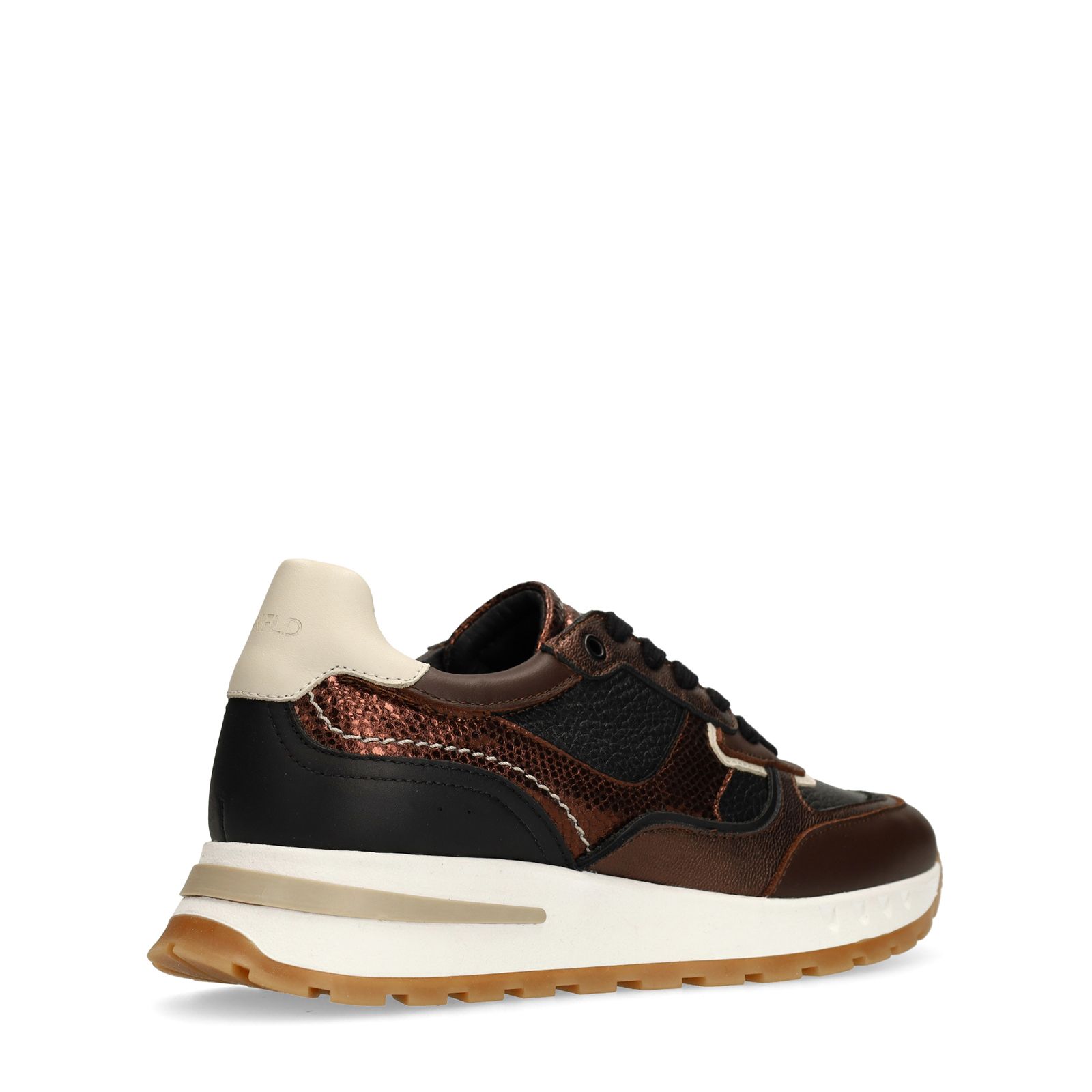 Bruine leren sneakers met metallic details