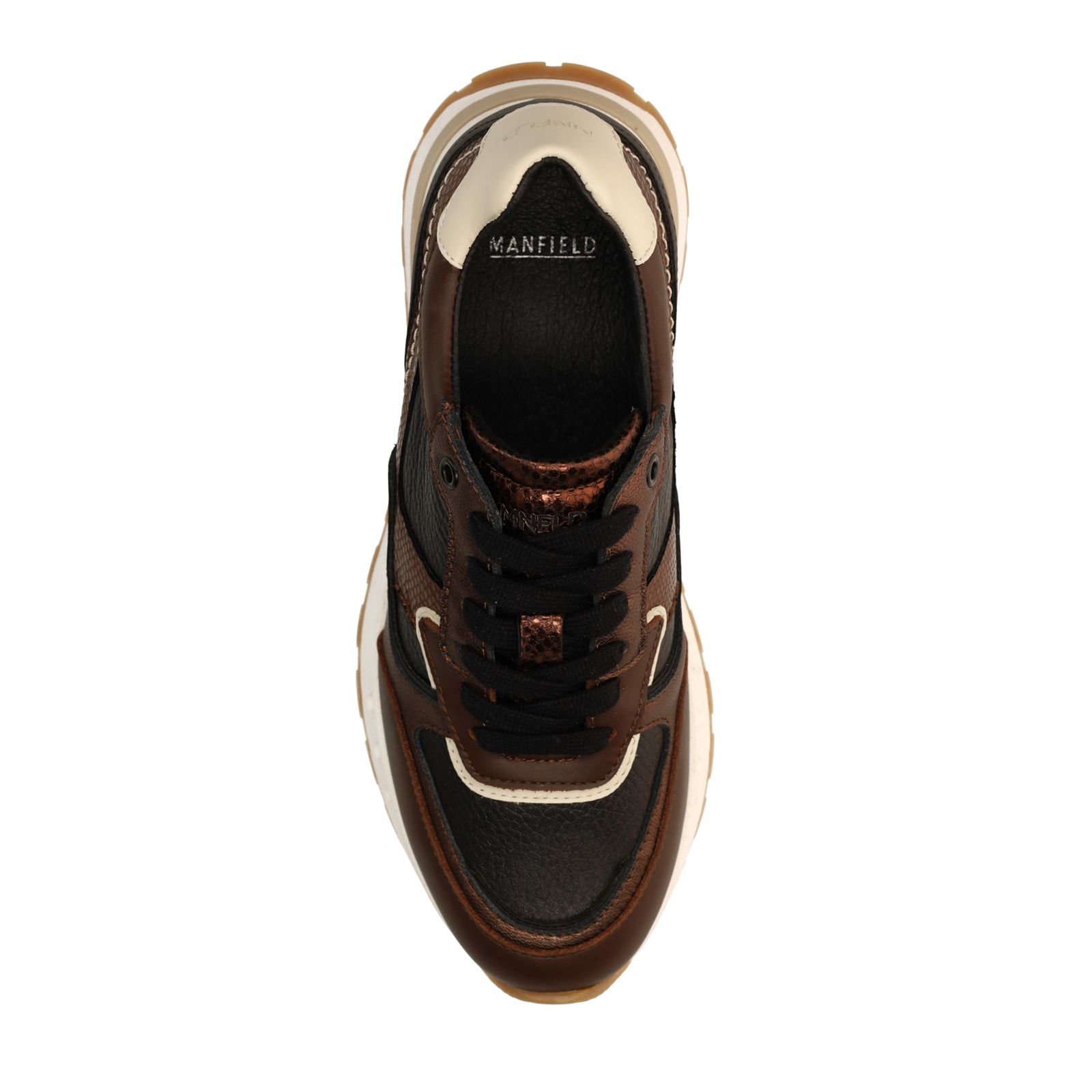 Bruine leren sneakers met metallic details