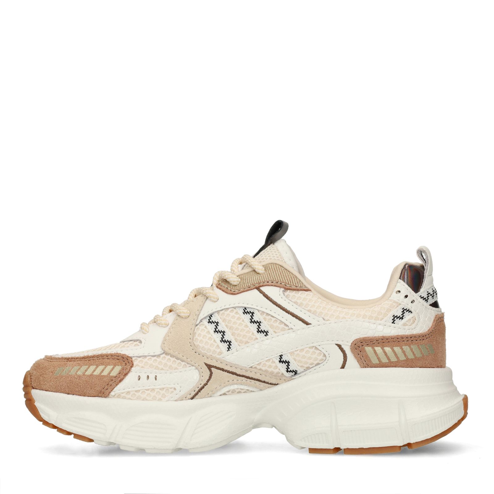 Braune Sneaker mit Mesh-Details in Braun und Weiß