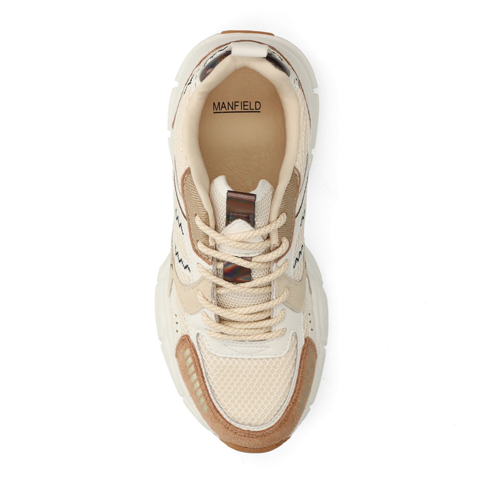Braune Sneaker mit Mesh-Details in Braun und Weiß