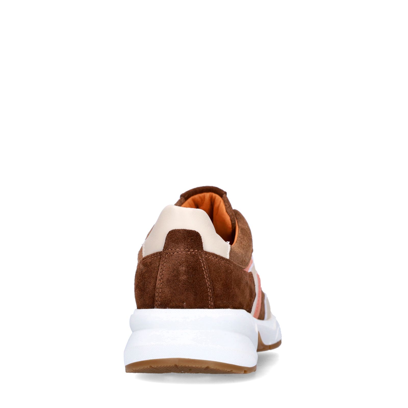 Bruine leren sneakers met multicolor suède details