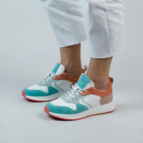 Mehrfarbige Ledersneaker mit Veloursleder-Details