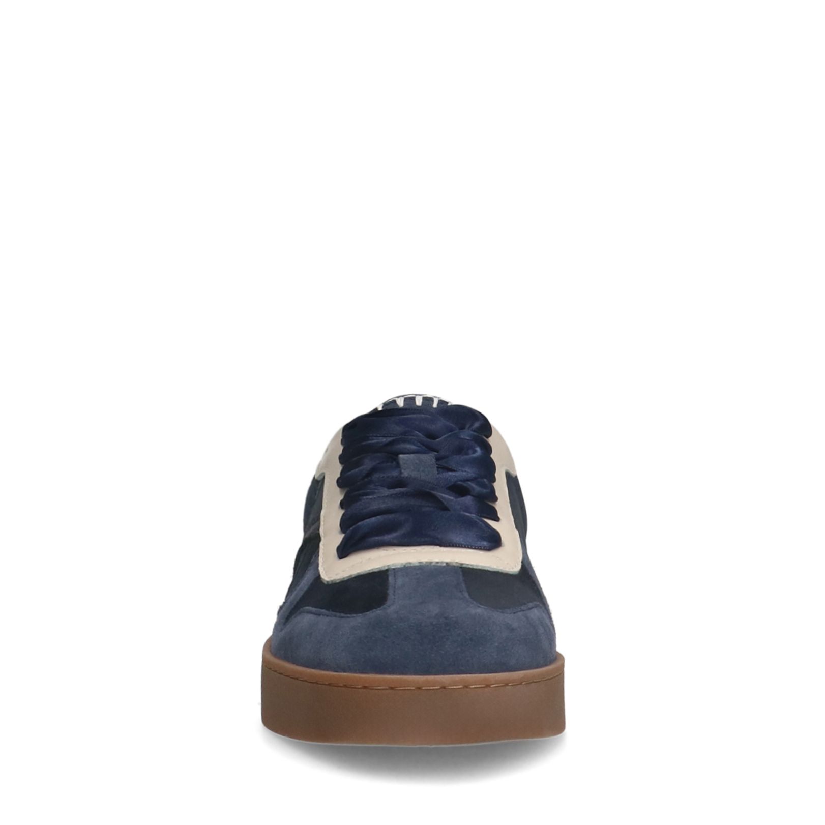 Blauwe suède sneakers met fluwelen details