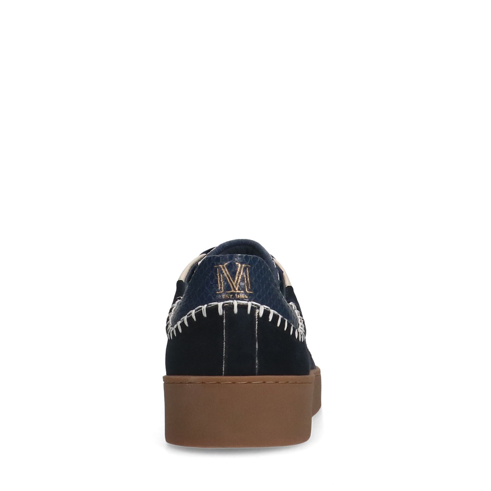 Blauwe suède sneakers met fluwelen details