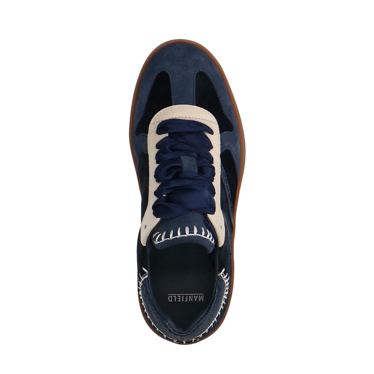 Blauwe suède sneakers met fluwelen details