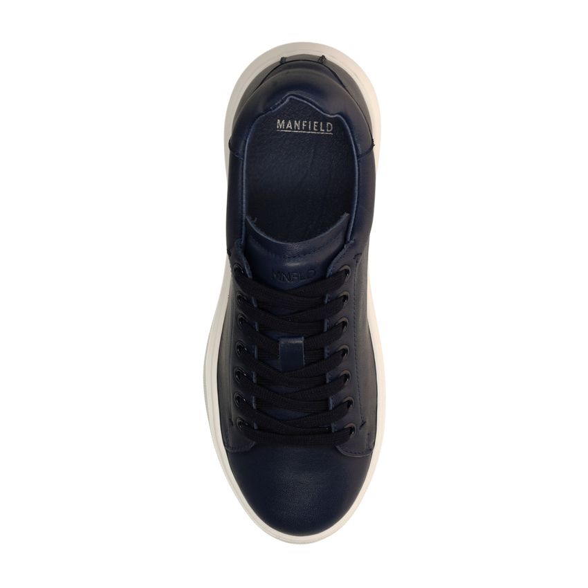 Donkerblauwe leren sneakers