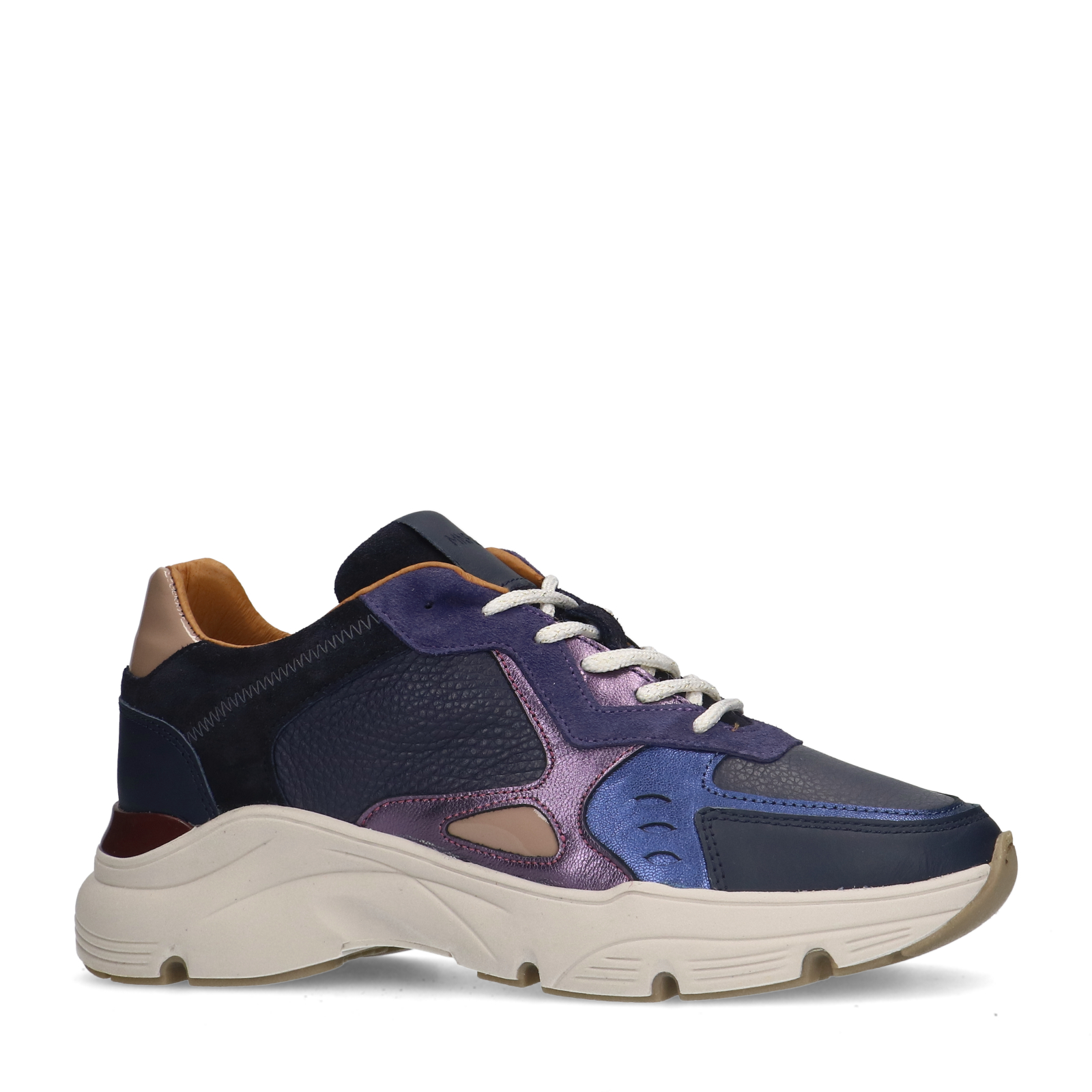 Blauwe leren sneakers met su de details Lage sneakers Manfield