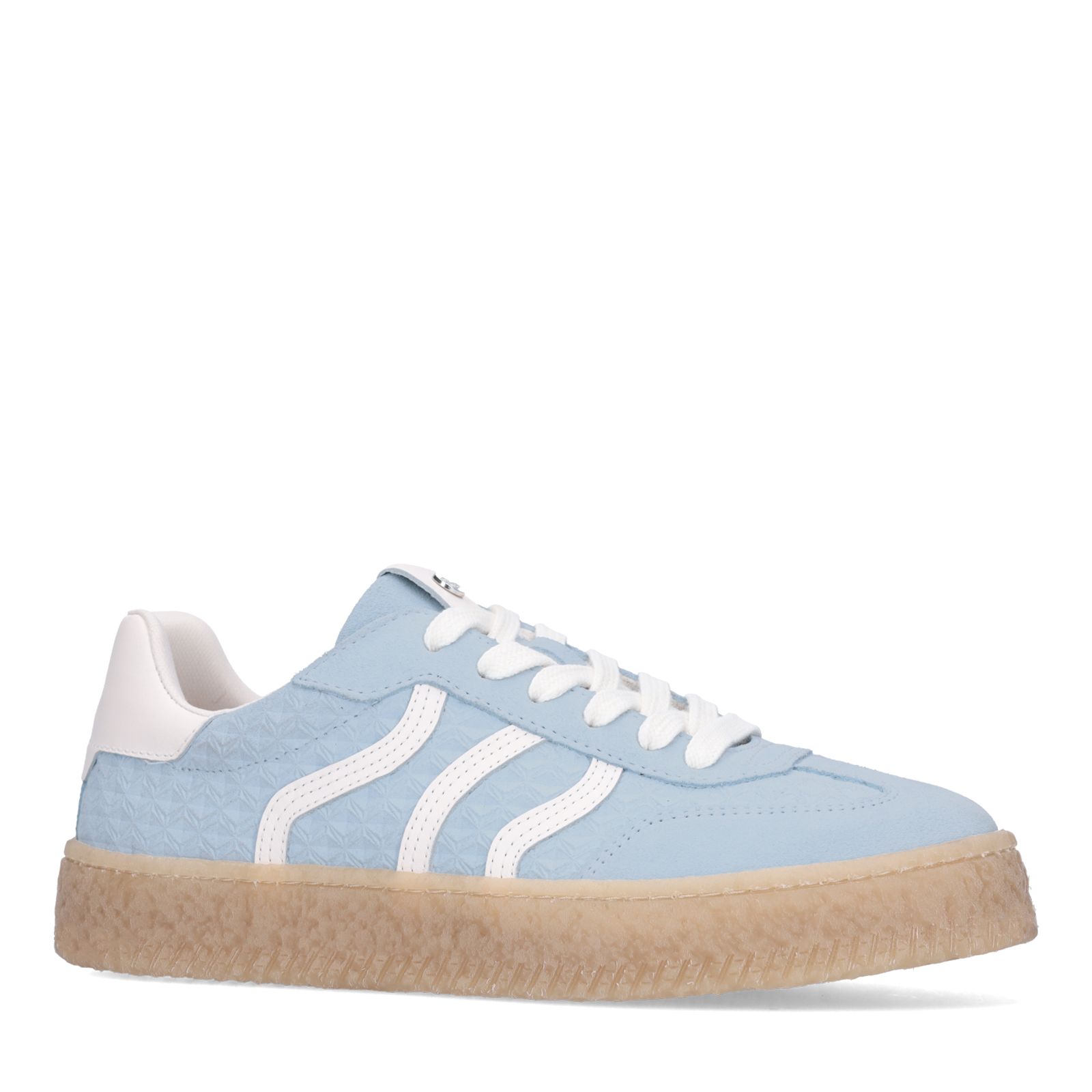 Blauwe leren sneakers