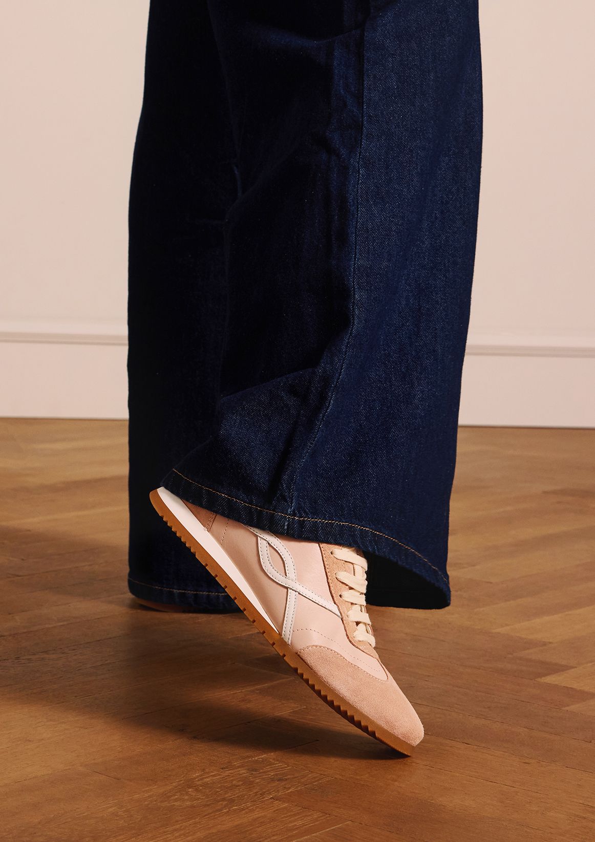 Roze leren sneakers