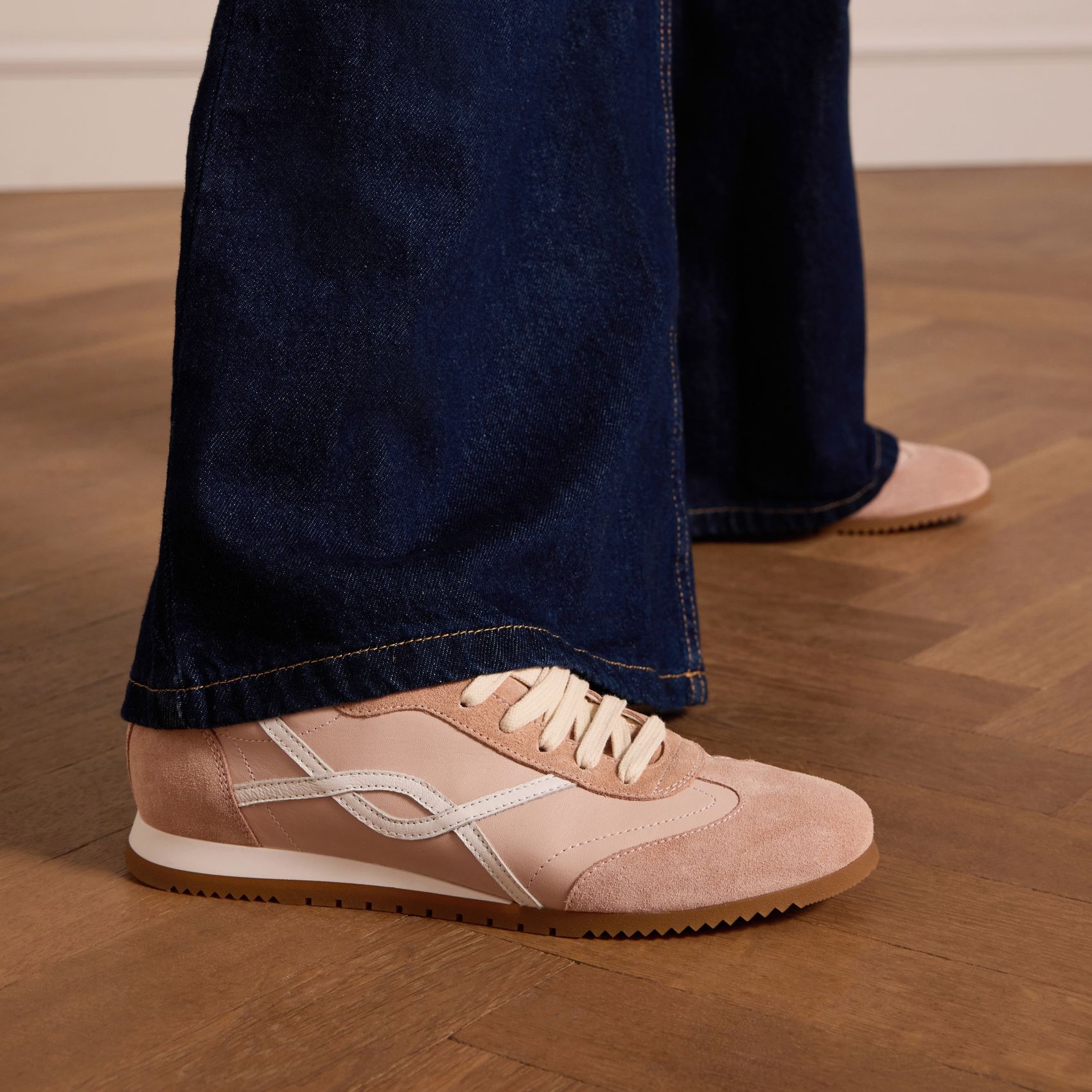 Roze leren sneakers
