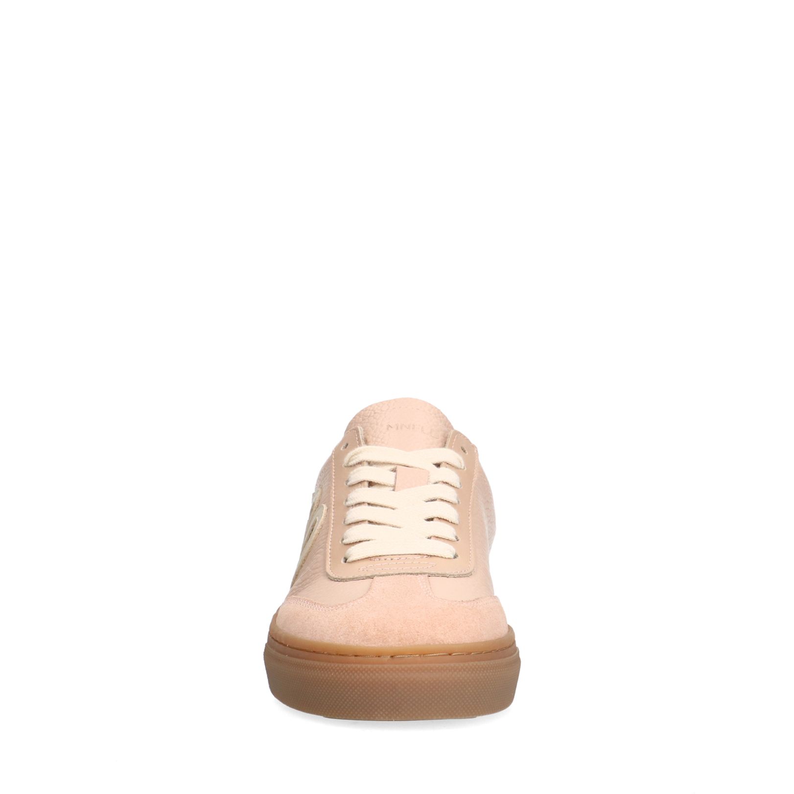 Roséfarbene Ledersneaker mit Veloursleder-Details