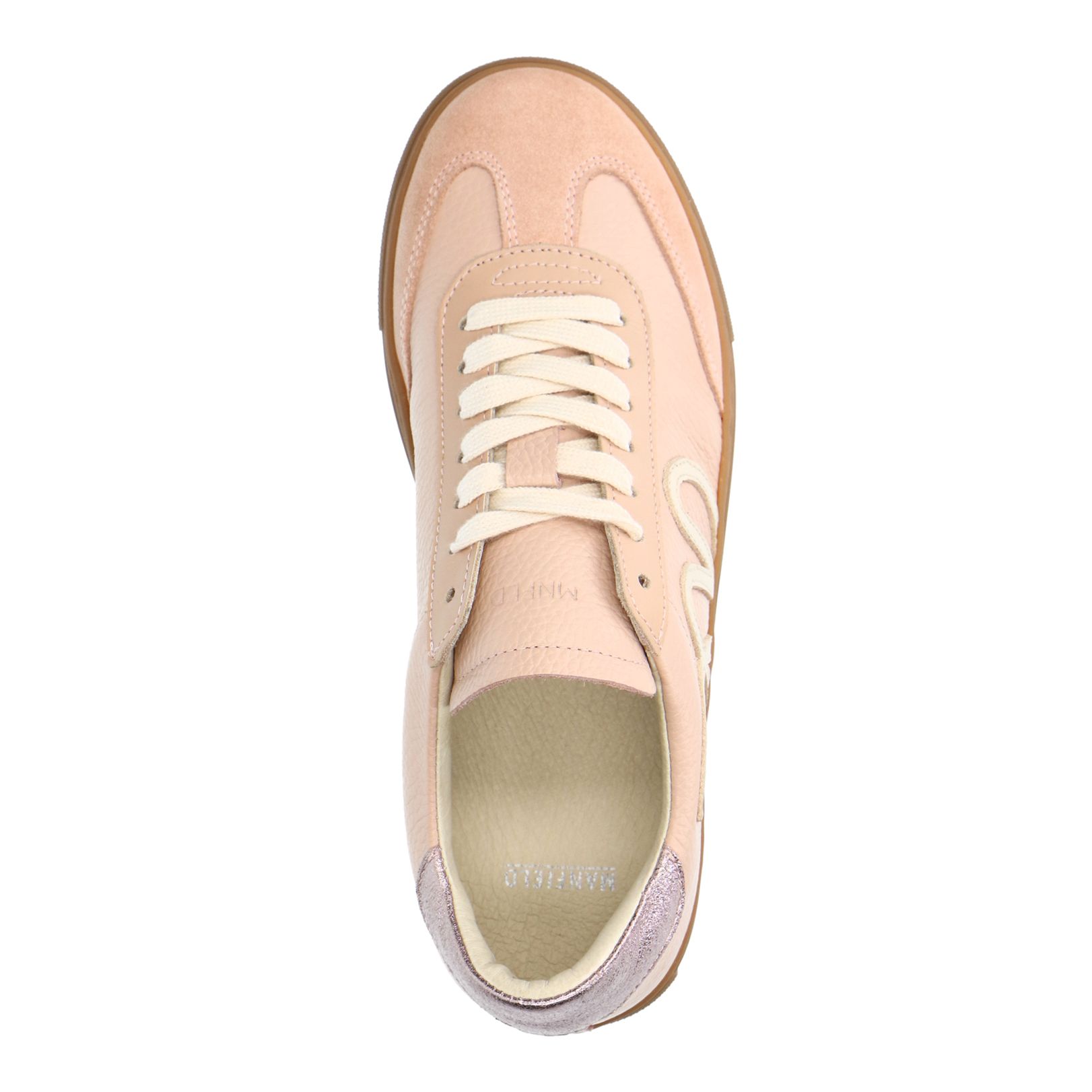 Roséfarbene Ledersneaker mit Veloursleder-Details