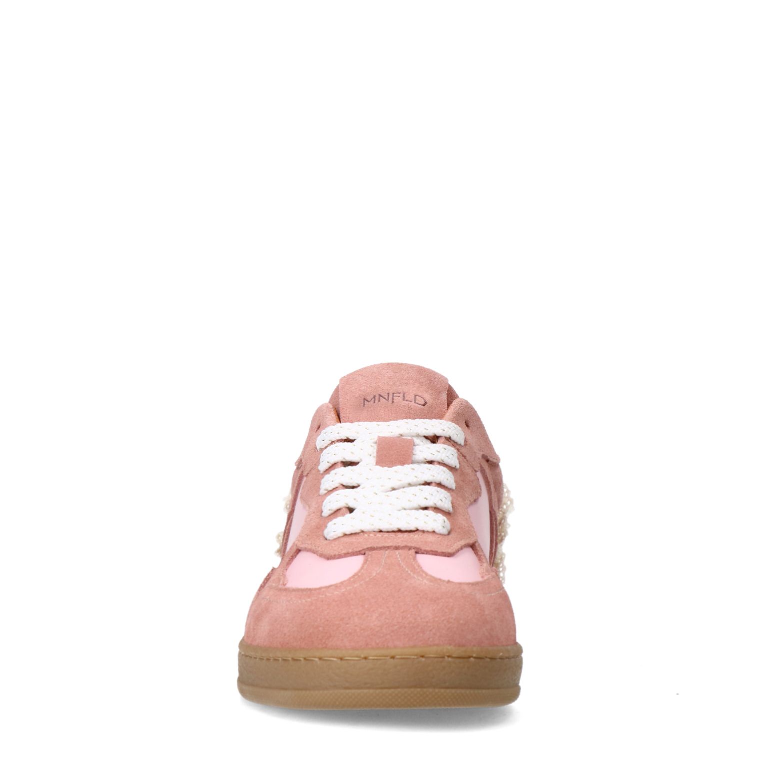 Roze suède sneakers sneakers met kant