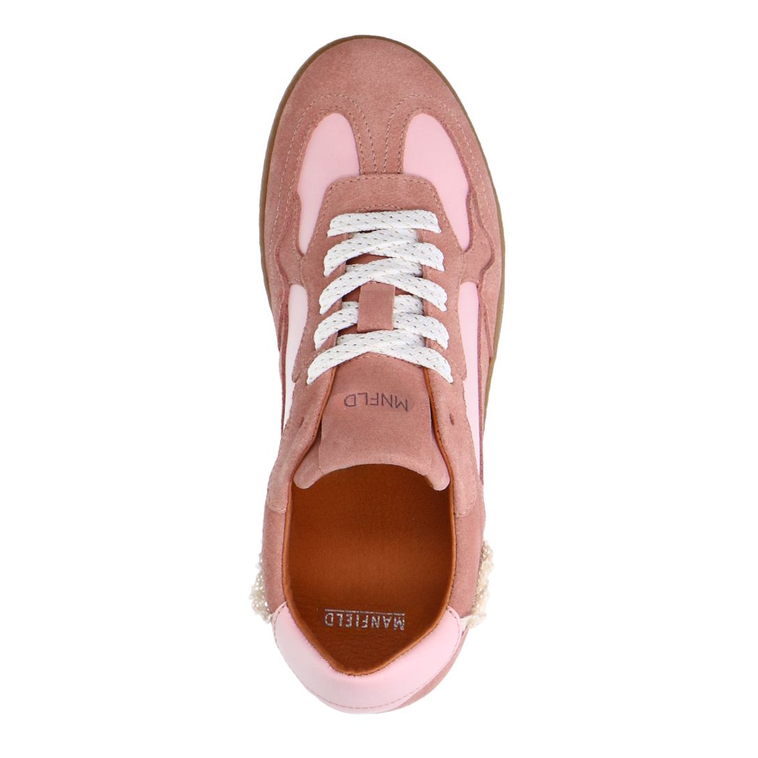 Roze suède sneakers sneakers met kant