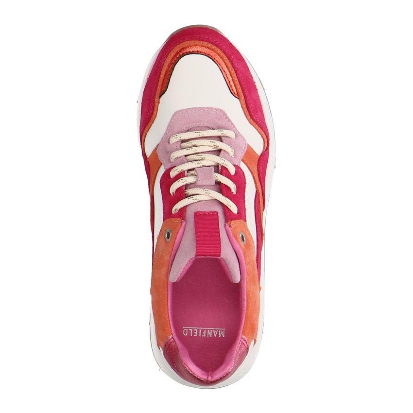 Roséfarbene Ledersneaker mit Veloursleder-Details