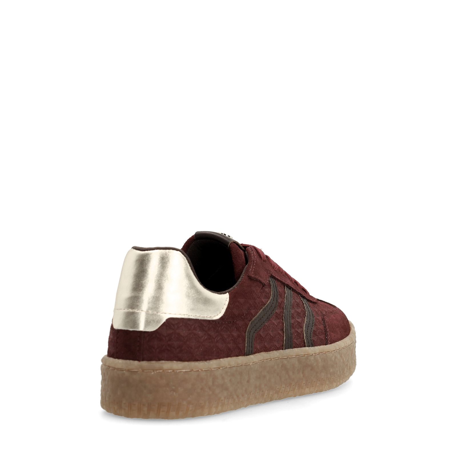 Bordeauxrote Ledersneaker mit Veloursleder-Details