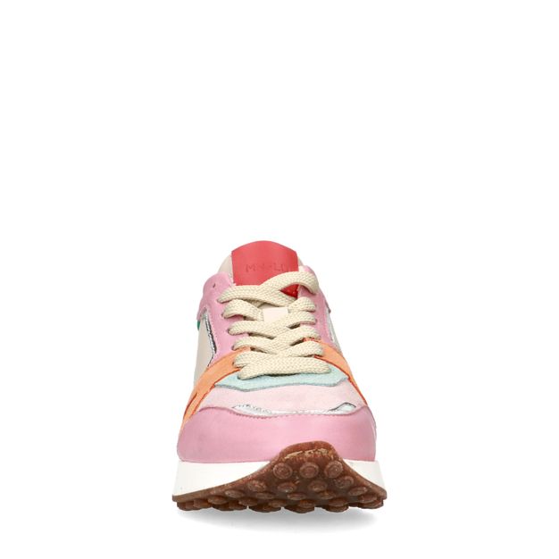Roséfarbene Sneaker mit farbigen Details