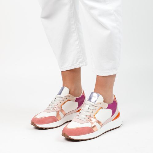 Roze leren metallic sneakers