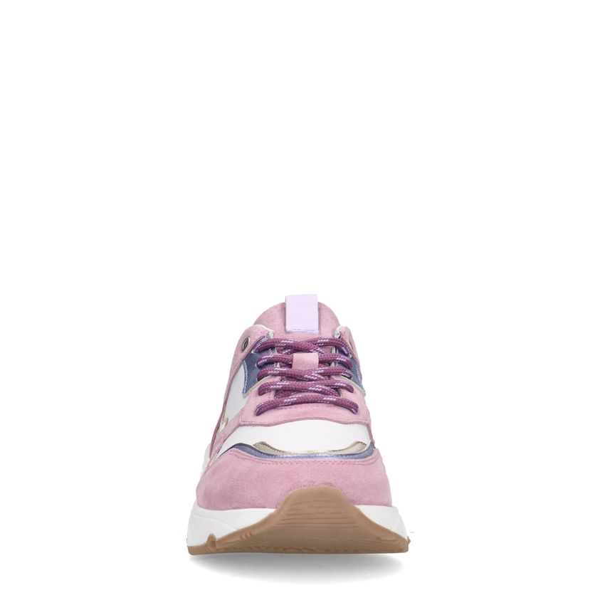 Roze leren sneakers met metallic details