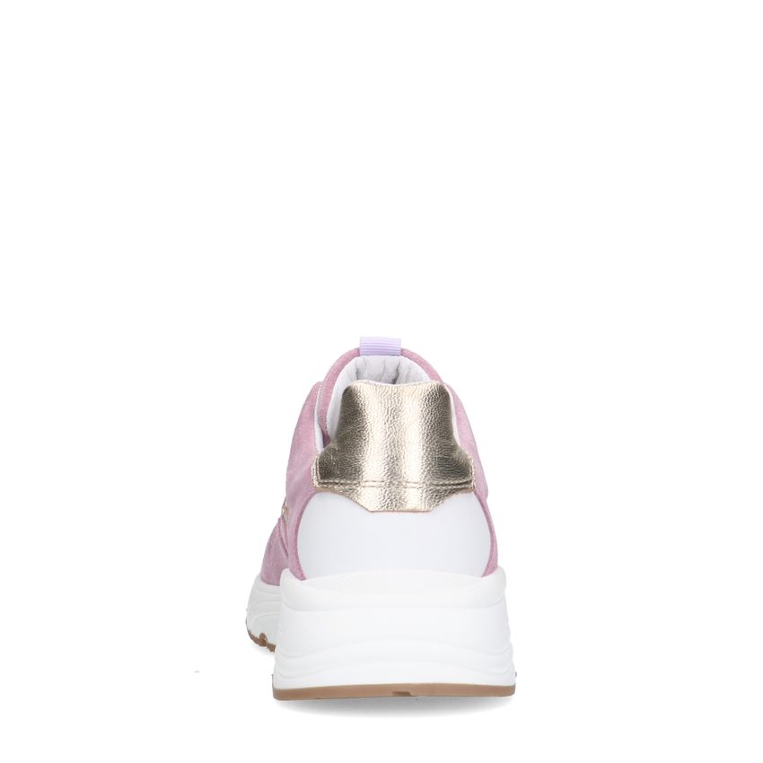 Roze leren sneakers met metallic details