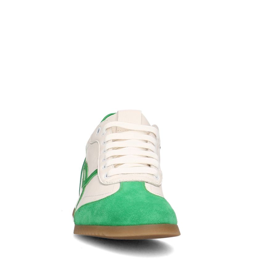 Grüne Ledersneaker mit dünner Sohle