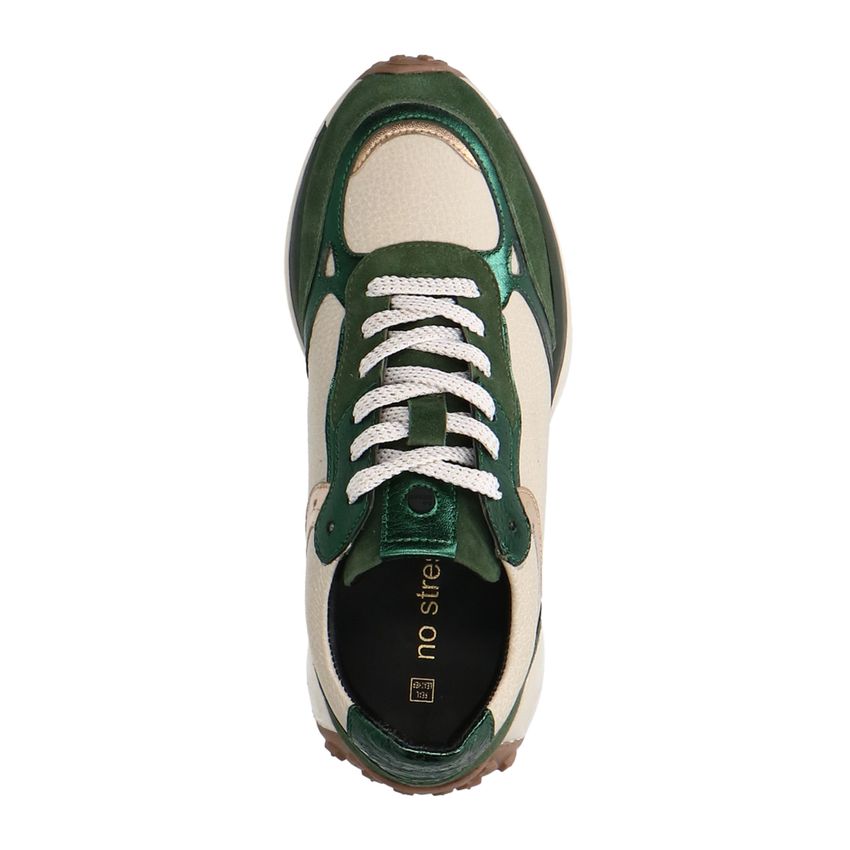 Groene leren sneakers met suède details