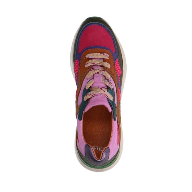 Roze leren sneakers met suède details