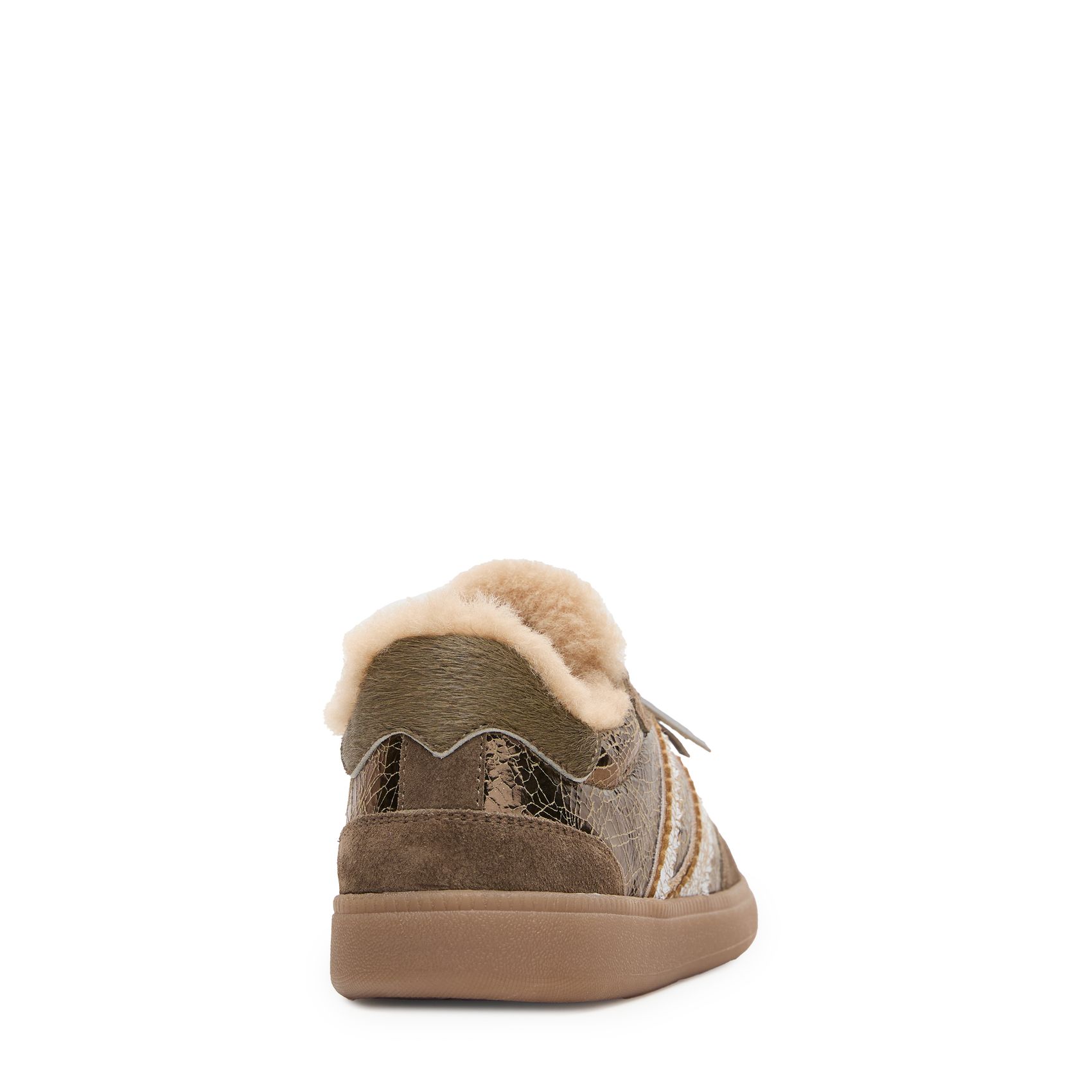 Groene leren sneakers met suède details
