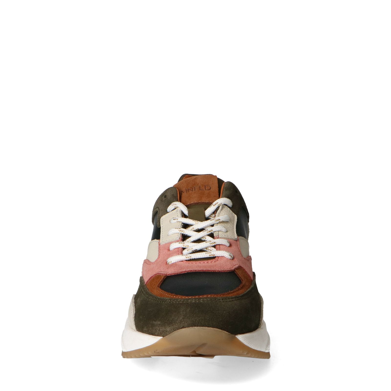 Groene suède sneakers met multicolour details