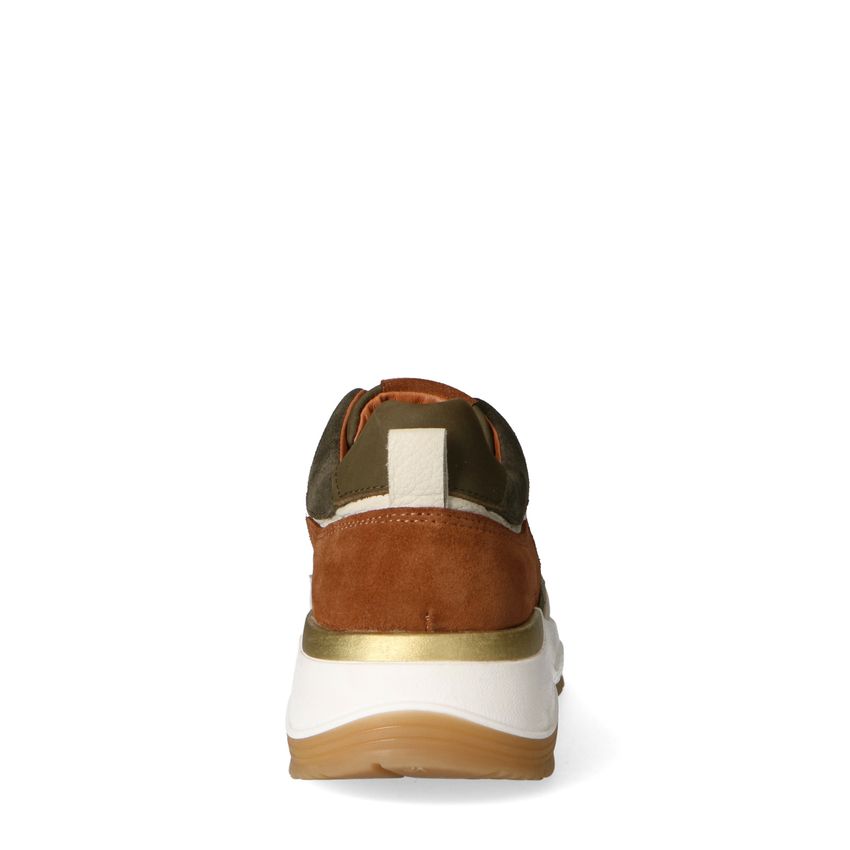 Grüne Veloursleder-Sneaker mit farbigen Details