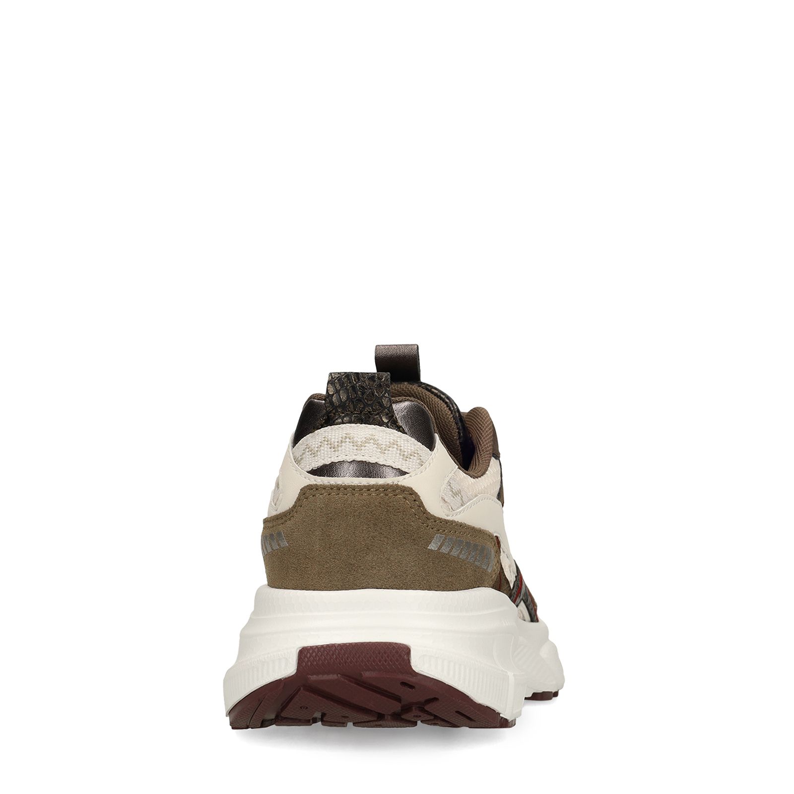 Grüne Mesh-Sneaker mit beigefarbenen Details