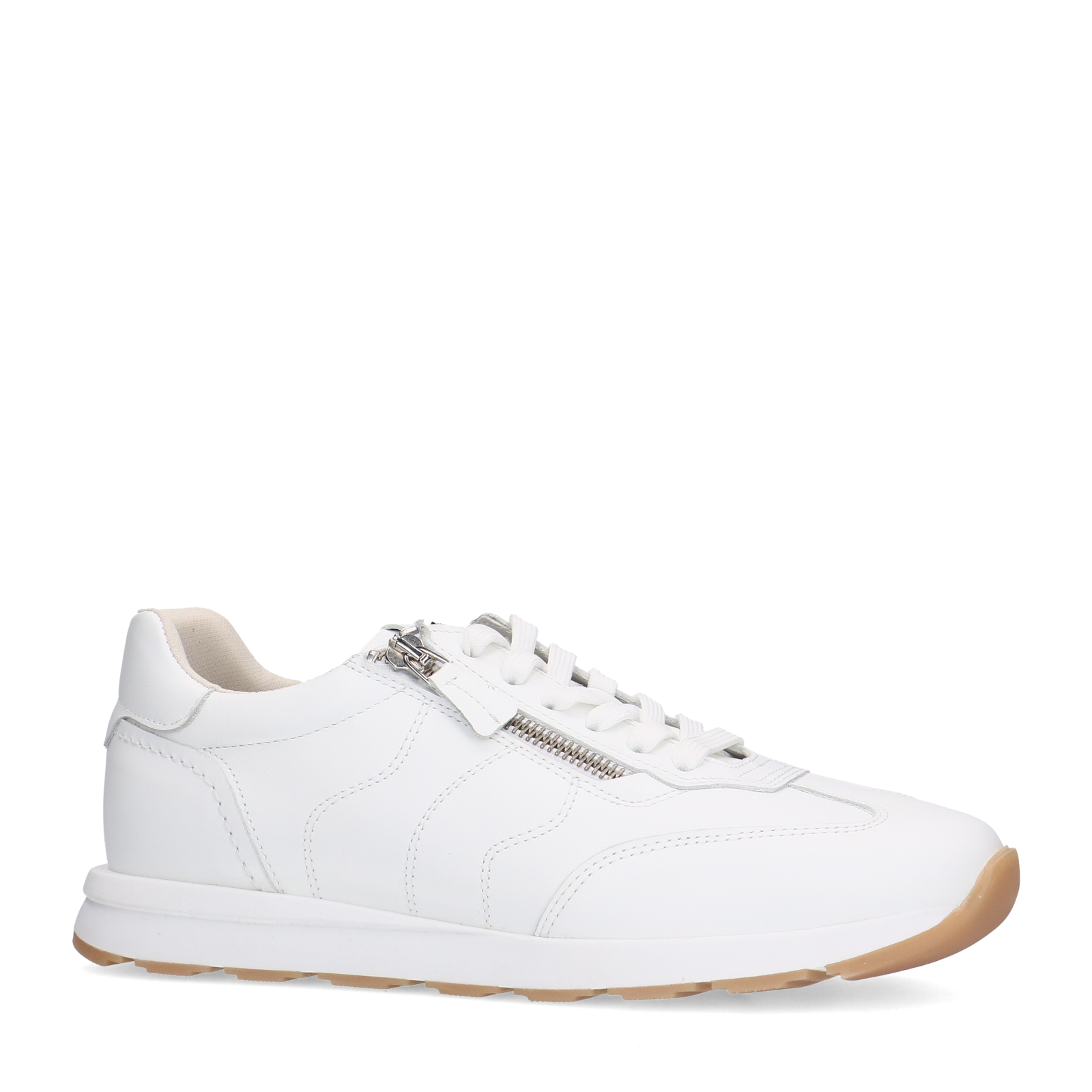 Witte leren sneakers met rits Lage sneakers Manfield Manfield