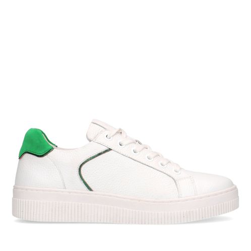 Weiße Ledersneaker mit grünen Details
