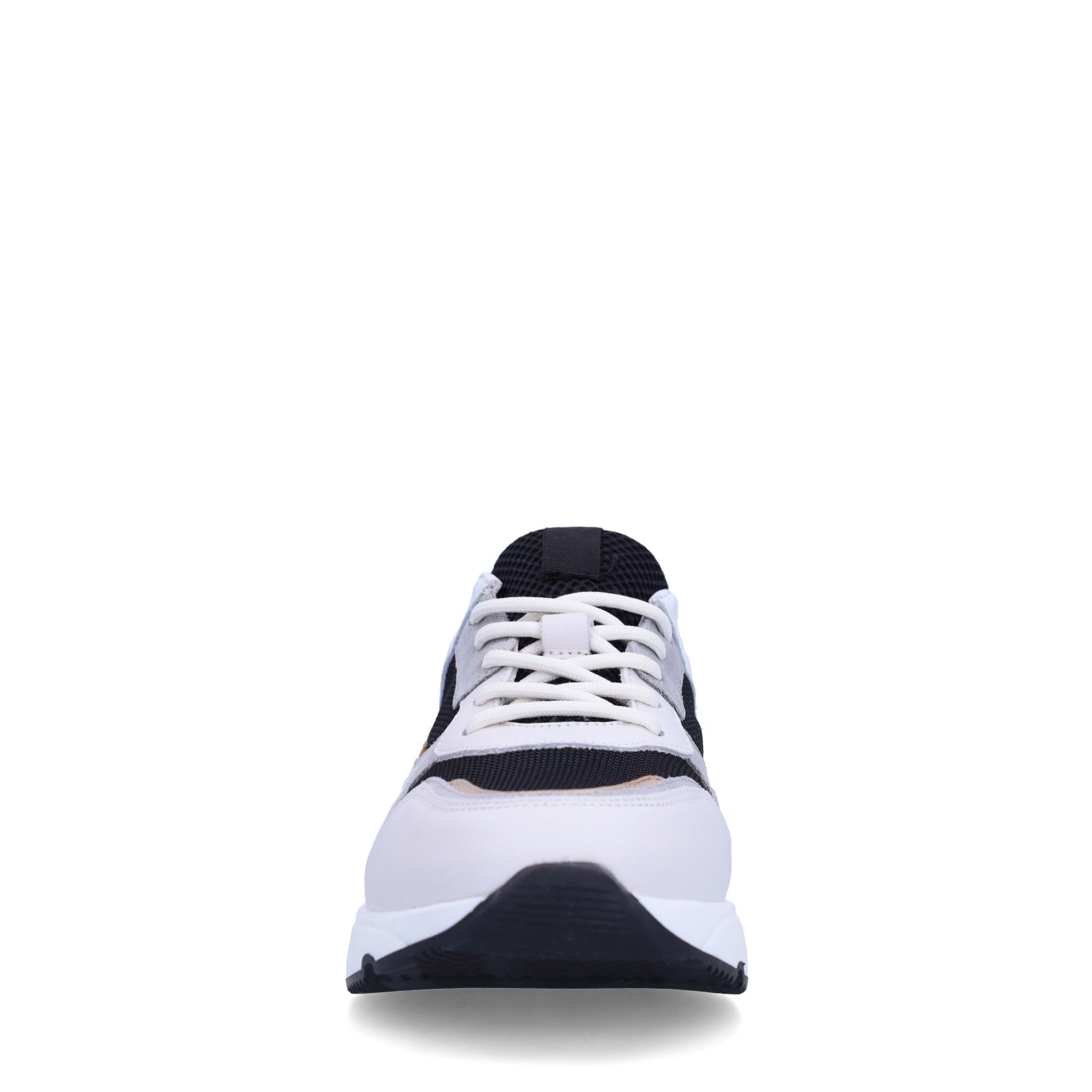 Weiße Ledersneaker mit silberfarbenen Details