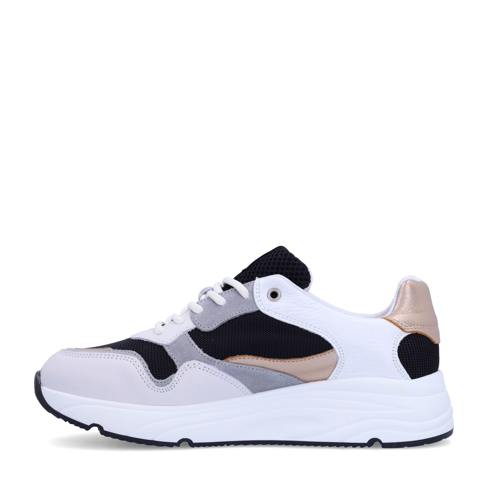 Witte leren sneakers met zilveren details