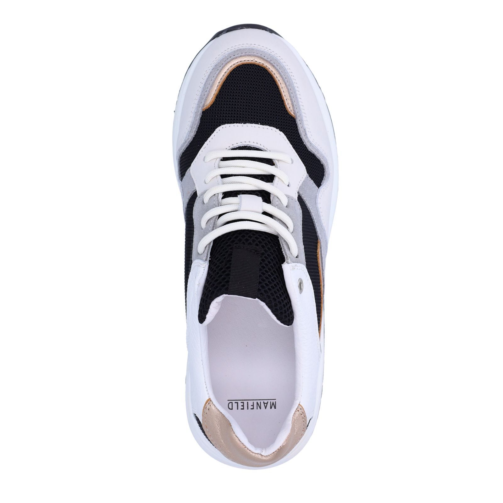 Weiße Ledersneaker mit silberfarbenen Details