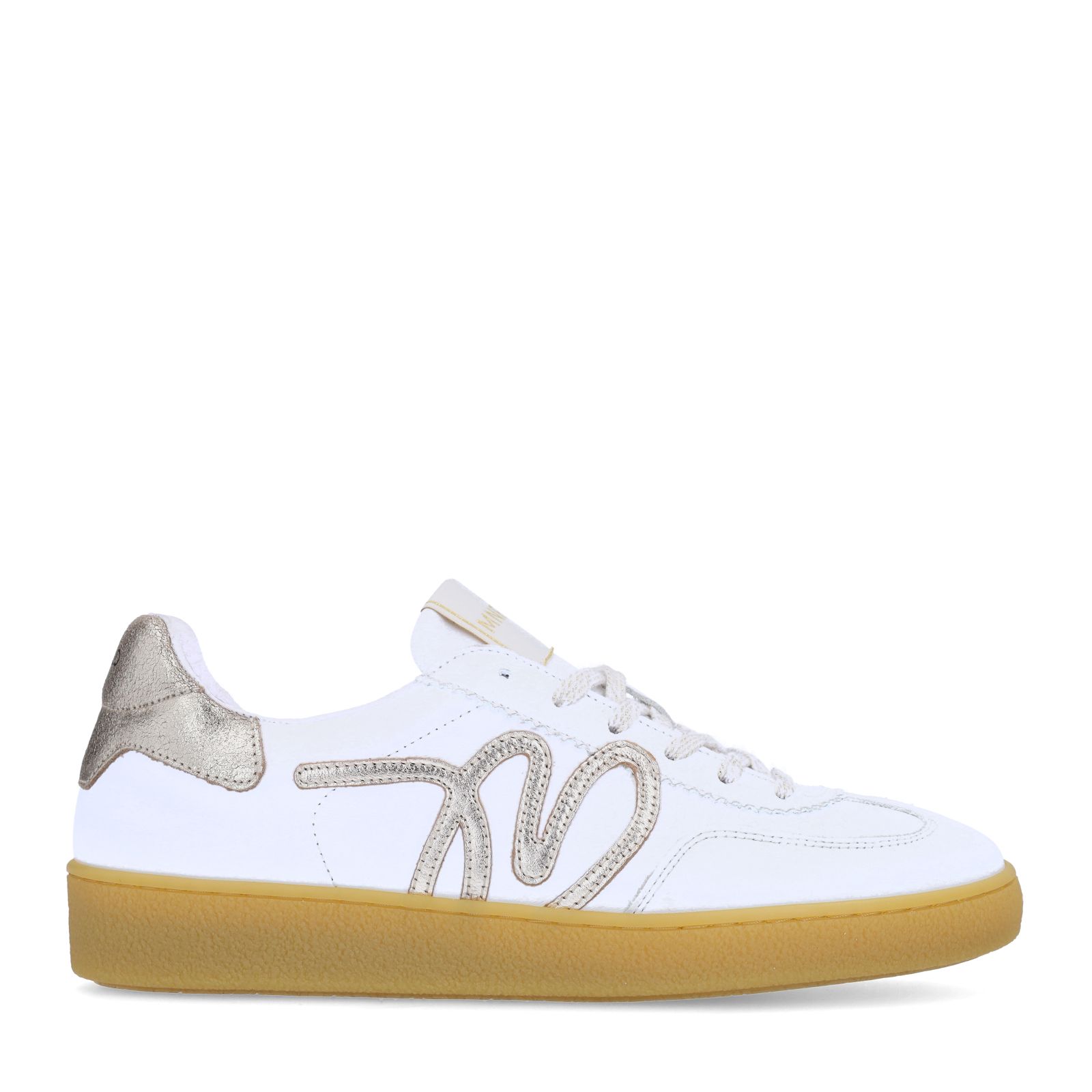 Weiße Ledersneaker mit Metallic-Details