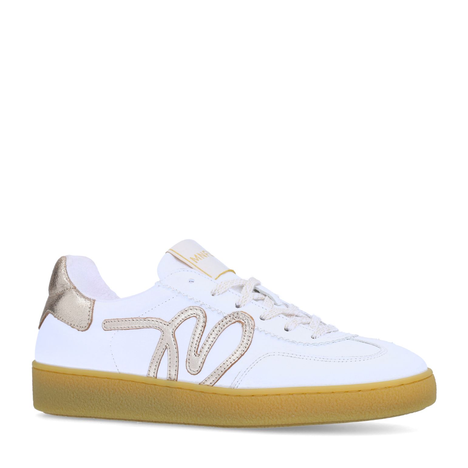 Witte leren sneakers met metallic details