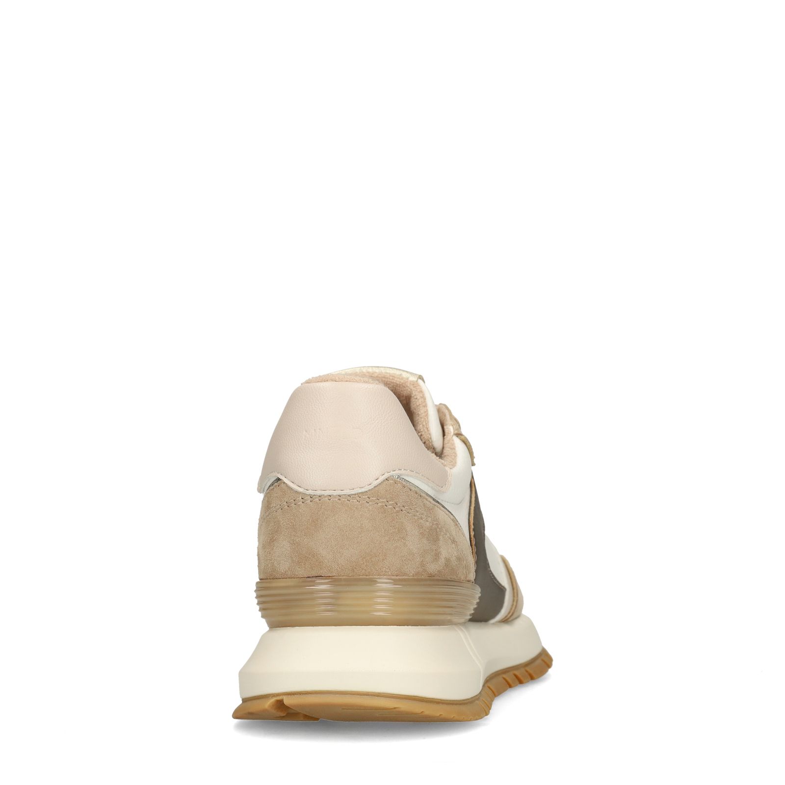 Witte leren sneakers met beige suède details