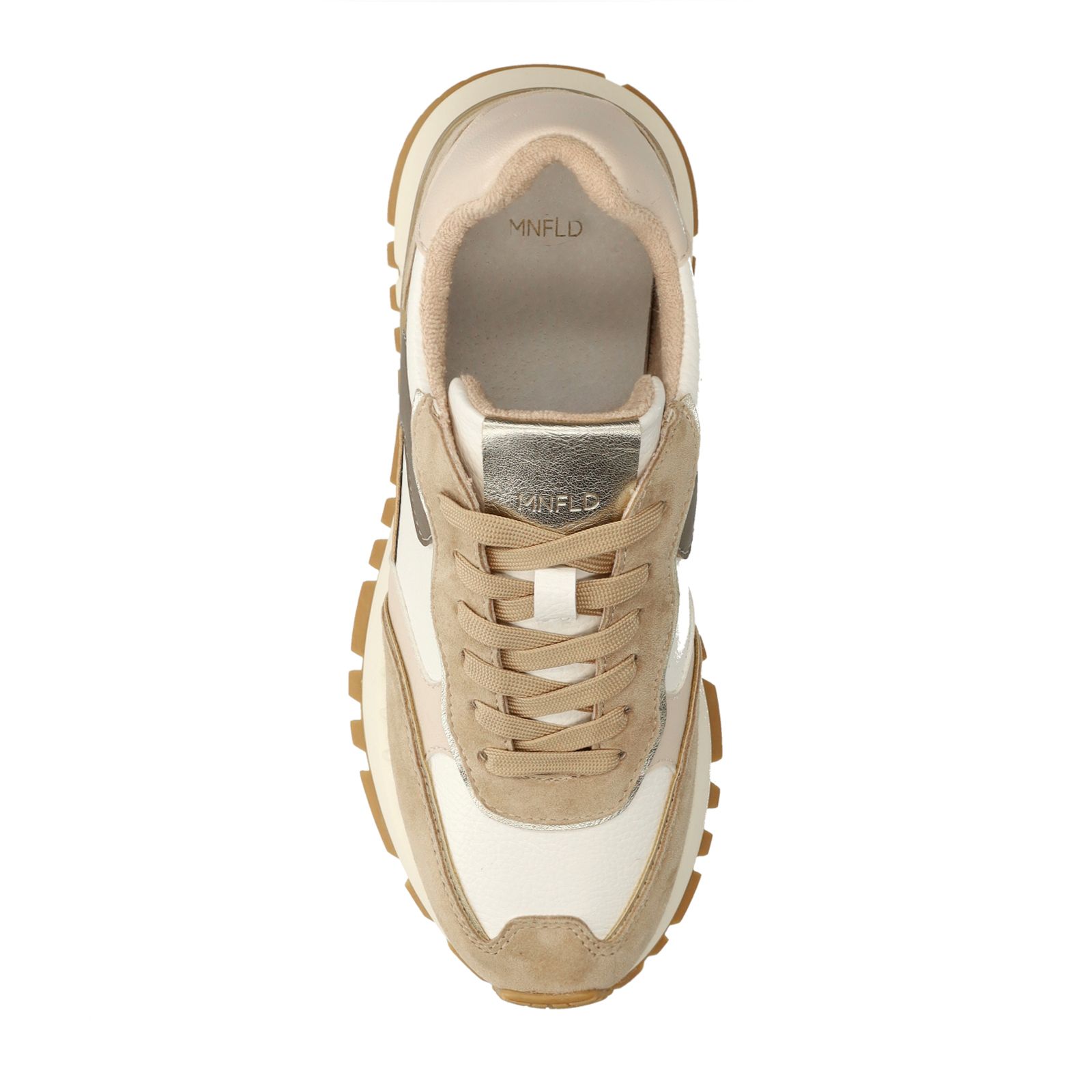 Witte leren sneakers met beige suède details
