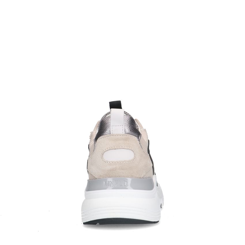 Witte leren sneakers met mesh details