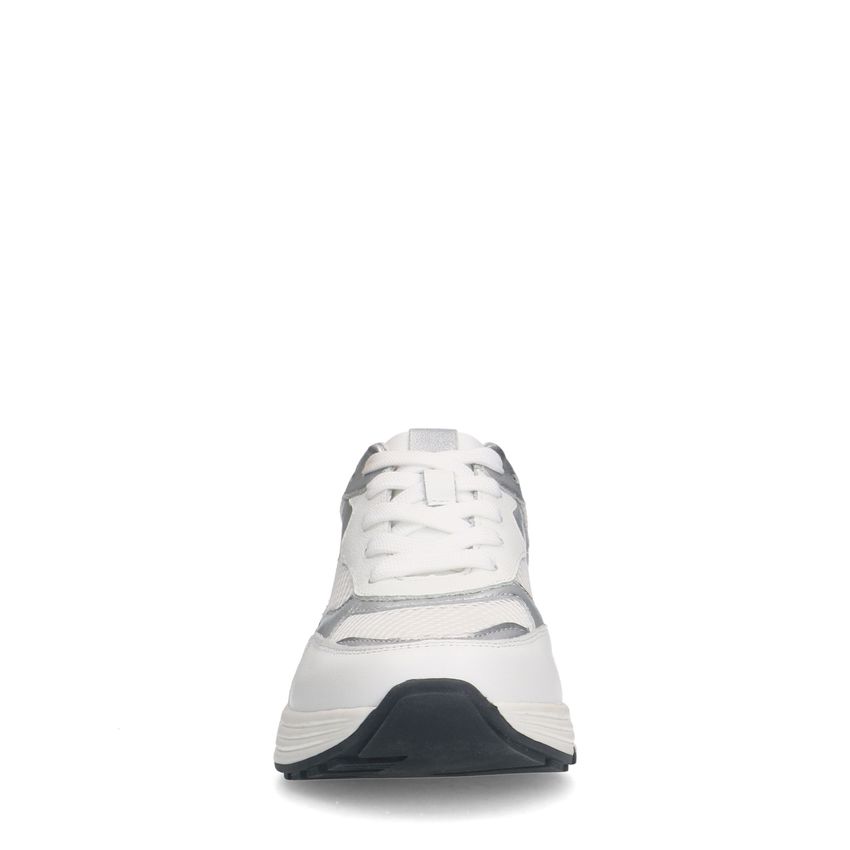 Witte leren sneakers met zilverkleurige details