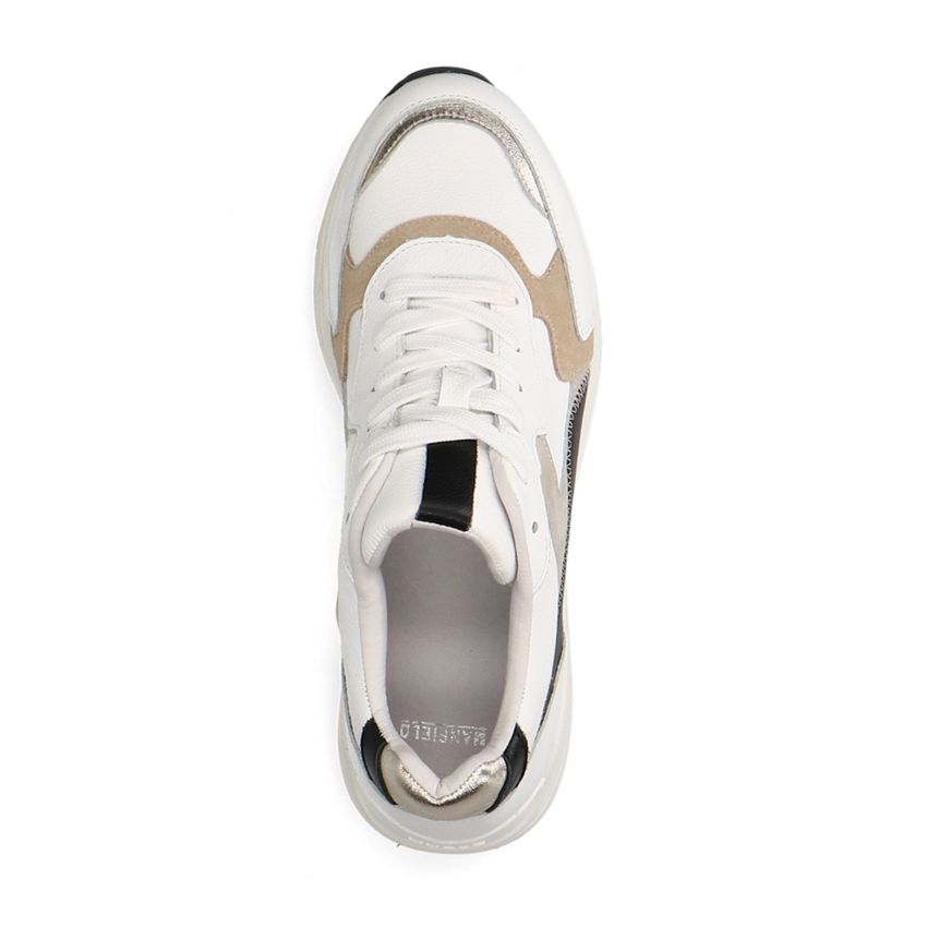 Witte leren sneakers met goudkleurige details