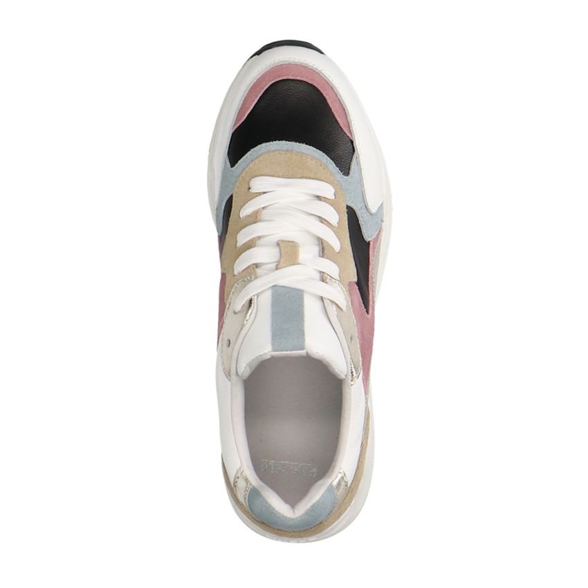 Witte leren sneakers met gekleurde details