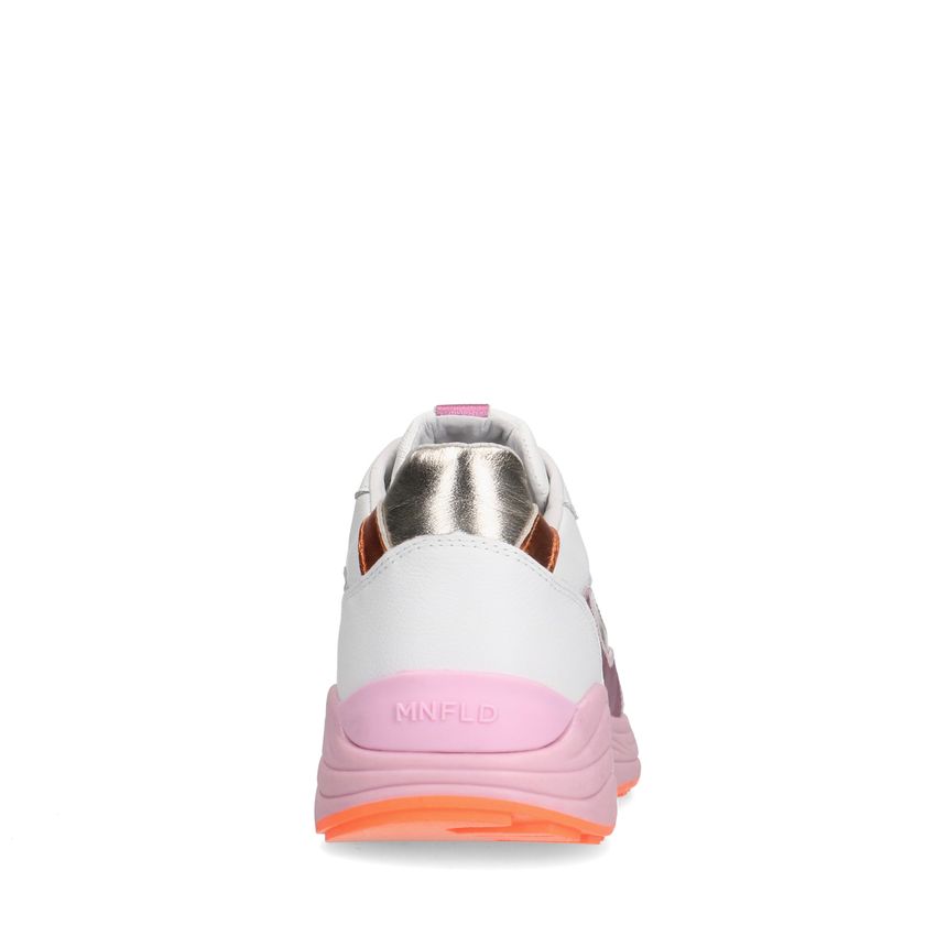 Witte leren sneakers met roze en metallic details