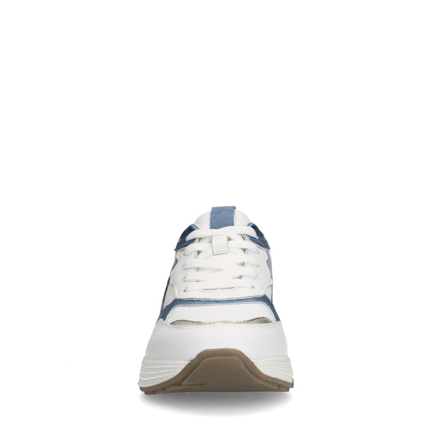 Witte leren sneakers met blauwe details