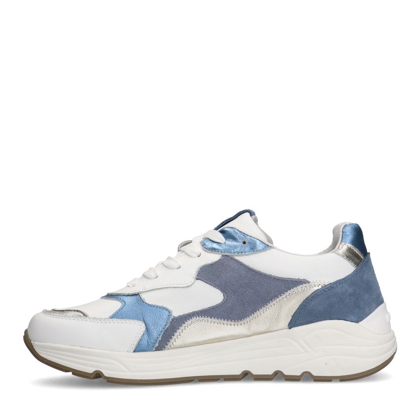 Witte leren sneakers met blauwe details